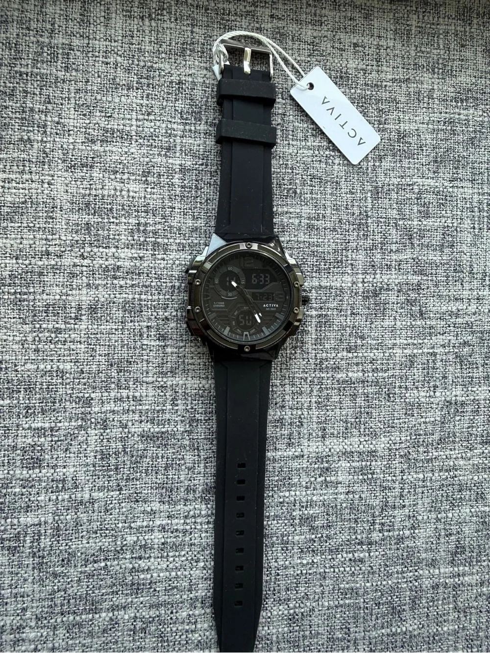 Activa Black Silicone Strap Dual-Display Sport Watch
